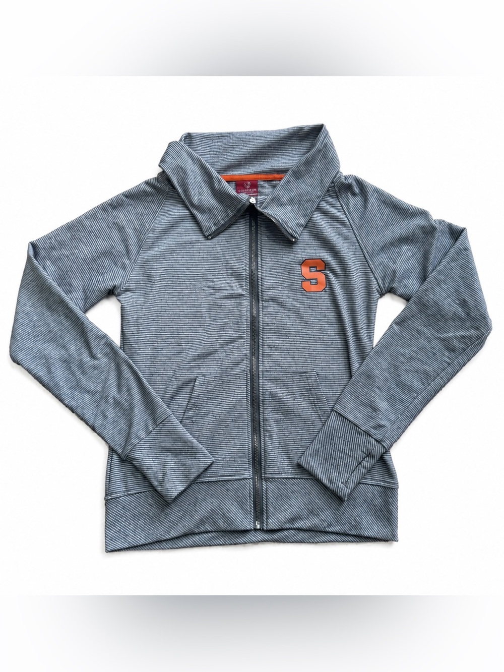 Colosseum Gray Zip-Front Hoodie with Orange 'S' Patch